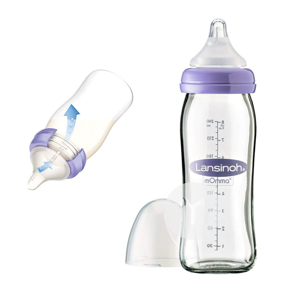 Lansinoh 미국 3 피스대구경헛배면유리병세트해외판