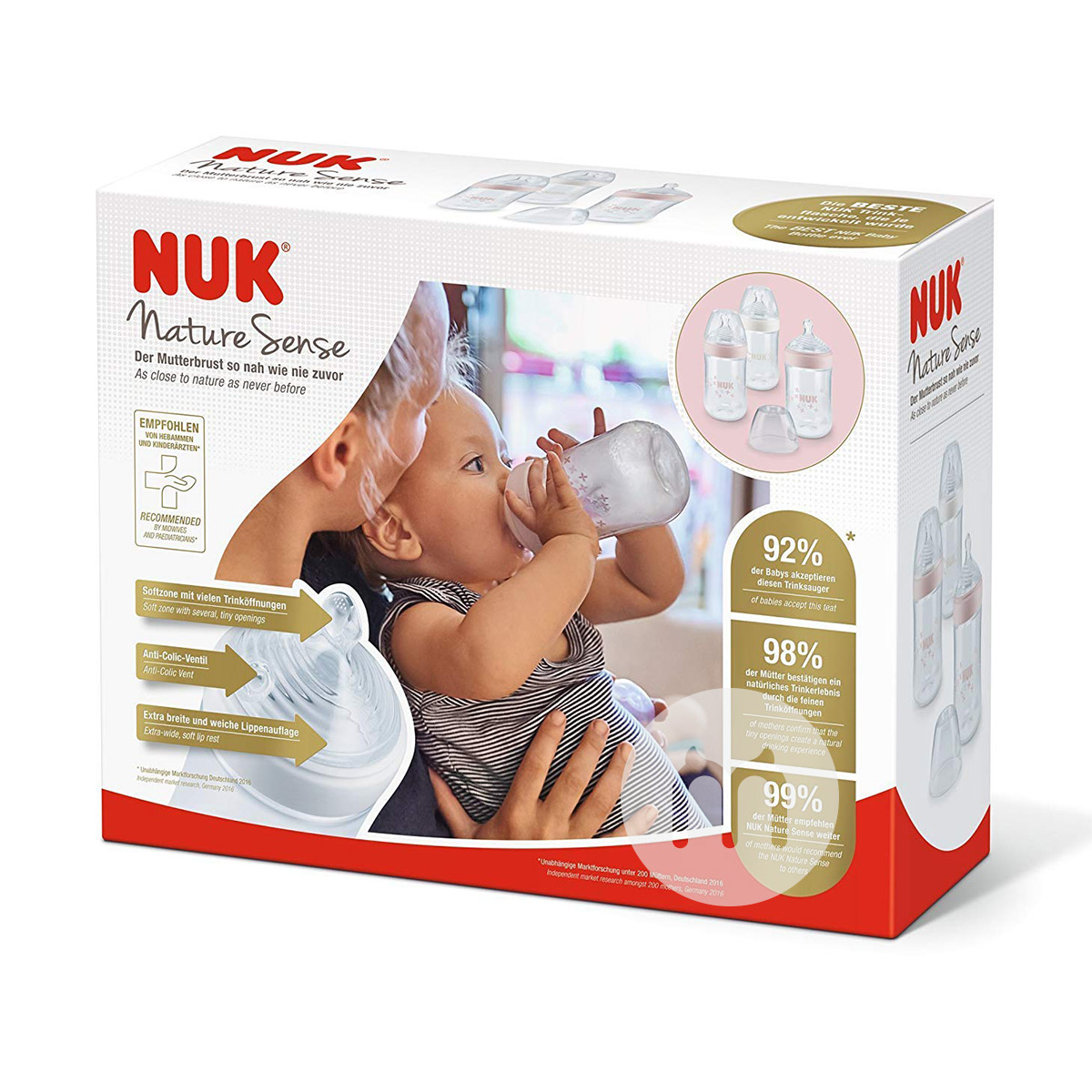 NUK 독일초경직경 PP 젖병 3 개여아 260ml 6-18 개월해외판