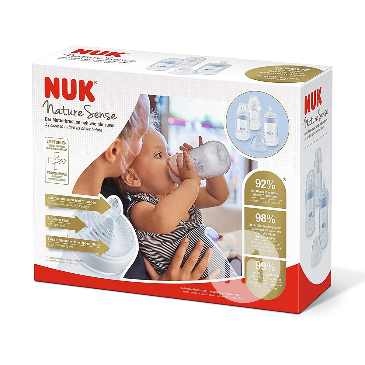 NUK 독일초광폭 PP 젖병 3 개남자아기 260ml 6-18 개월해외버전