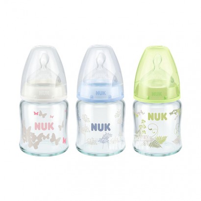 NUK 독일넓은입유리우유병실리콘젖꼭지 120ml 0-6 개월임의의색머리카락해외버전