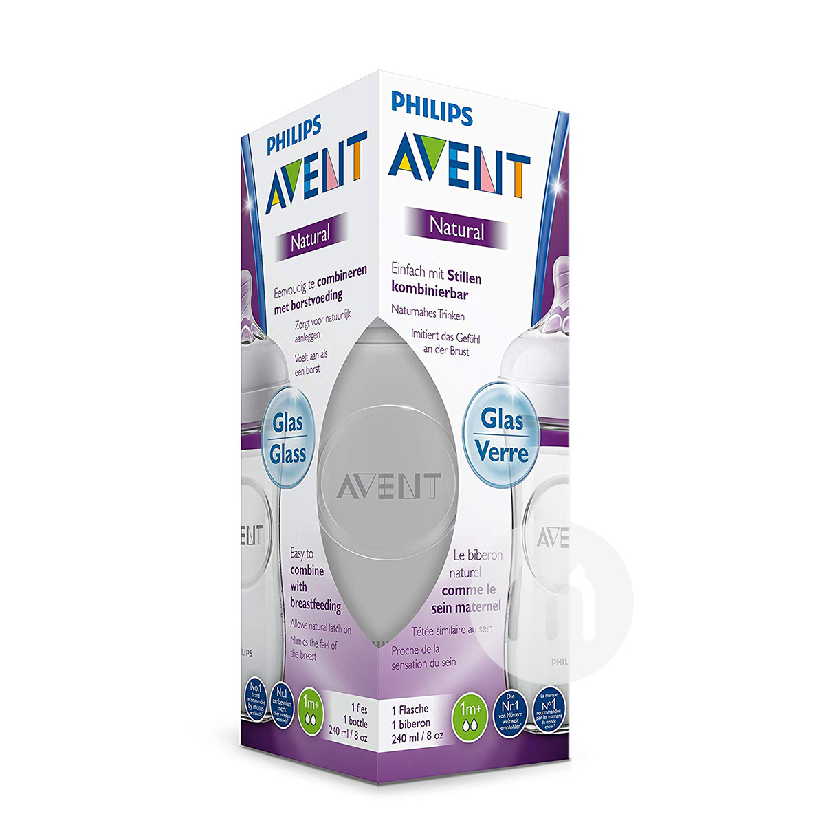 PHILIPS AVENT 영국와이드구경천연기본유리병 240ml 0-6 개월해외버전
