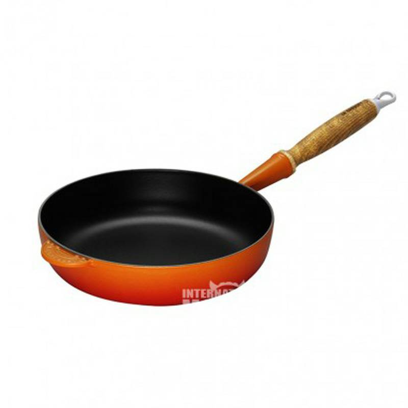 LE CREUSET 프렌치에나멜주철나무손잡이평면바닥프라이팬 28cm 해외버전