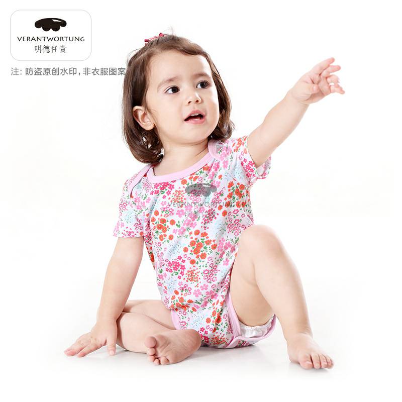 Verantwortung 여자아기,시골스타일,신선하고작은꽃무늬여름반팔삼각형장난꾸러기
