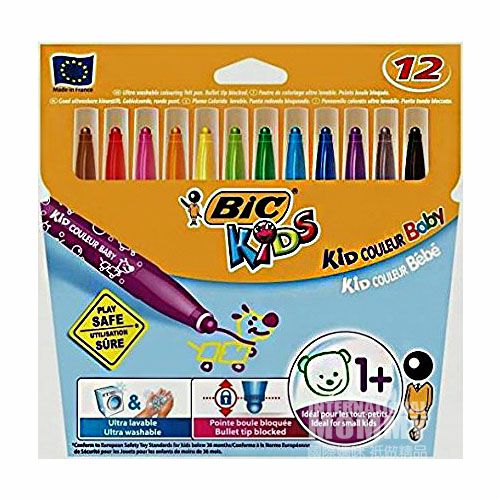 BIC KIDS 프랑스무독무미아이낙서 12 색수채펜해외버전