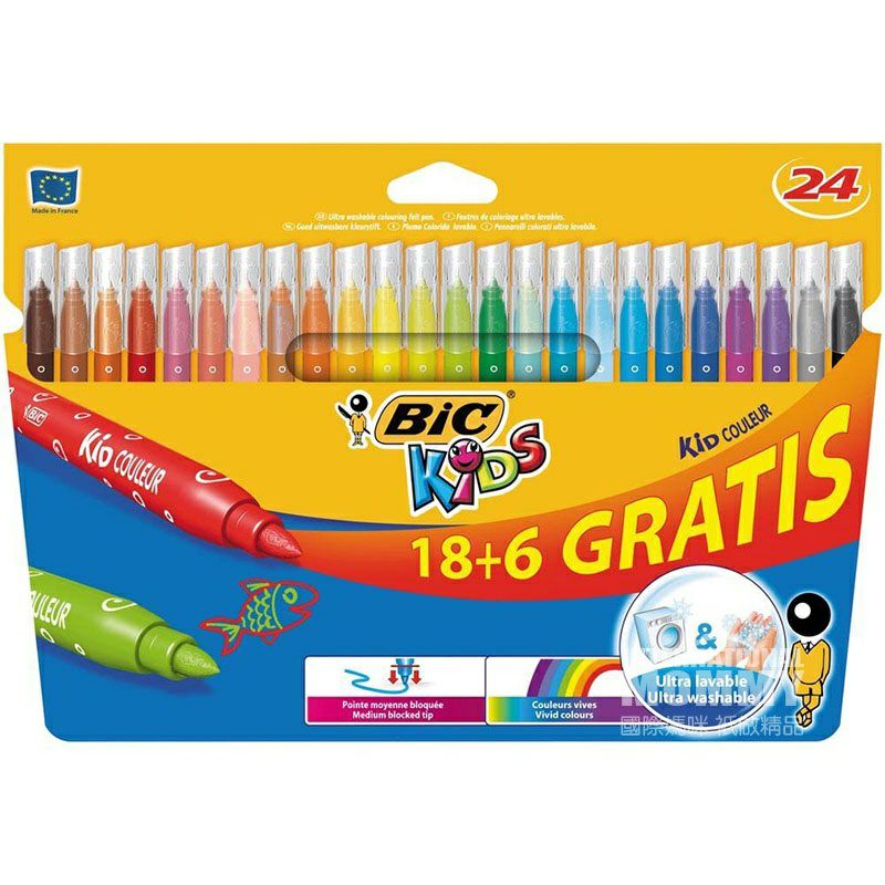 BIC KIDS 프랑스무독무미아이낙서 24 색수채펜해외버전