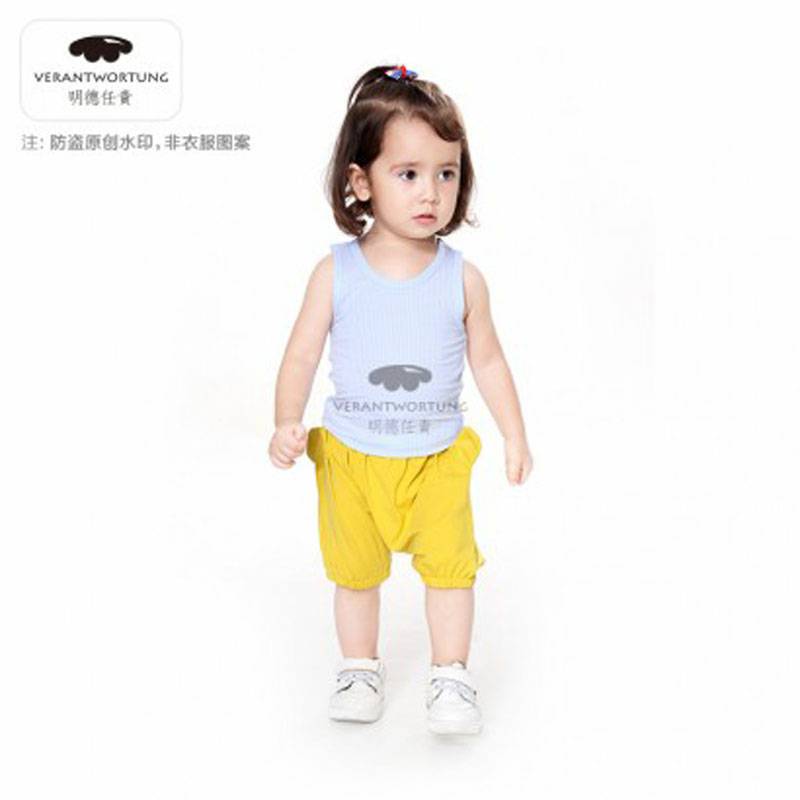 Verantwortung 남녀아기유럽과미국의간단한여름신선한단색작은조끼블루