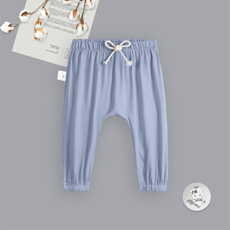 Verantwortung 남녀아기신선한유럽과미국스타일의봄과가을얇은 PP 바지그레이블루