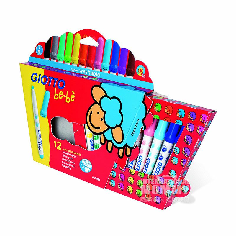 GIOTTO 이탈리아 GIOTTO 베이비특별두꺼운막대슈퍼세척수채화펜 12 팩해외버전