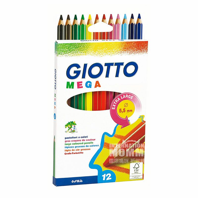 GIOTO 이탈리아 GIOTO 대삼각막대낙서크레용연필 12 색해외버전