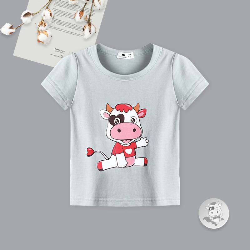 [2 개] Verantwortung 남녀아기모든경기캐주얼점프송아지반팔티셔츠밝은녹색 + 벙어리큰귀개봄과가을할란바지회색