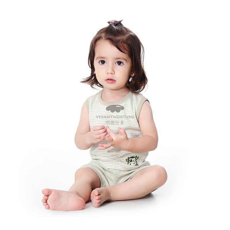 Verantwortung 남녀아기유기농컬러면화여름얇은섹션정장클래식스트라이프조끼반바지