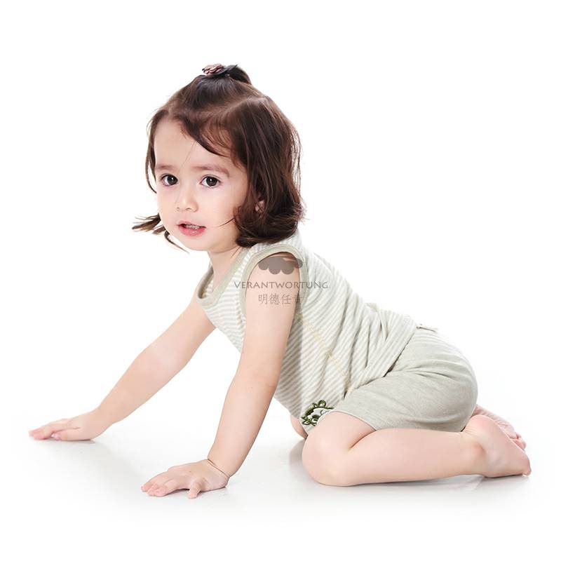 Verantwortung 남녀아기유기농컬러면화여름얇은섹션정장클래식스트라이프조끼반바지