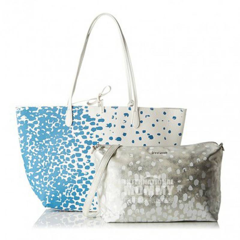 Desigual 스페인어 Desigual 블루웨이브도트수채화양면어깨가방해외버전