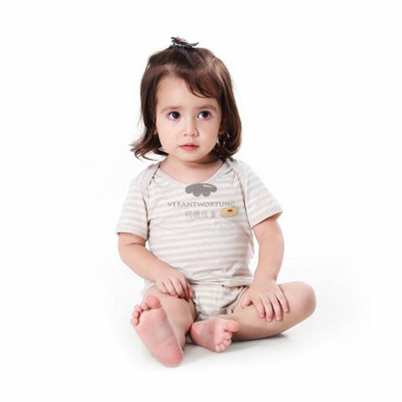 Verantwortung 남녀아기유기농컬러면화여름얇은죄수복클래식라이트커피줄무늬삼각형반팔장난꾸러기