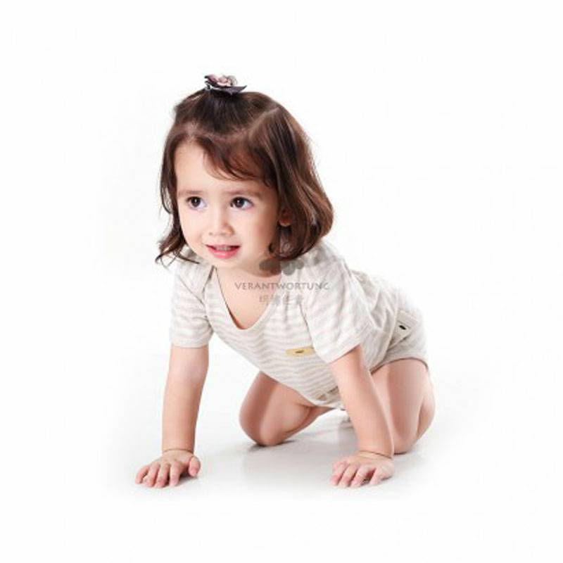 Verantwortung 남녀아기유기농컬러면화여름얇은죄수복클래식라이트커피줄무늬삼각형반팔장난꾸러기