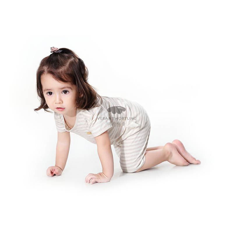 Verantwortung 남녀아기유기농컬러면화여름얇은섹션정장클래식라이트커피스트라이프조끼반바지