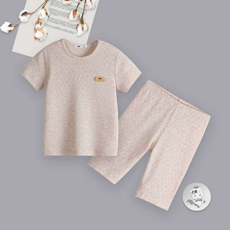 Verantwortung 남녀아기유기농컬러면화여름얇은섹션정장스레드자카드조끼반바지