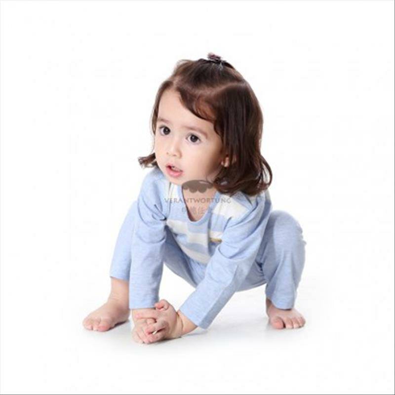 Verantwortung 남녀아기유기농컬러봄과가을잠옷세트클래식스트라이프긴팔바지