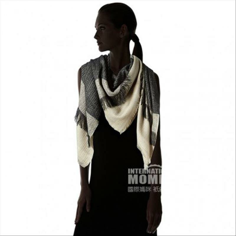 PIECES 영국의 PIECES 문학스트라이프프린지스퀘어스카프해외판