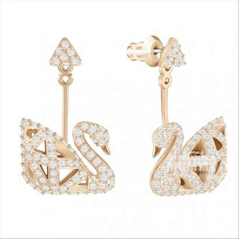 SWAROVSKI 오스트리아로즈골드펀칭스완투웨이귀걸이해외버전