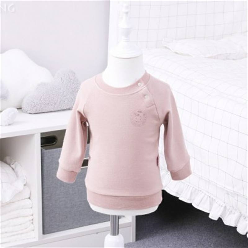 Verantwortung 남녀아기유기농면화긴소매셔츠활력단색