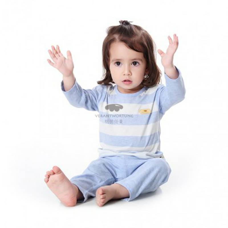 Verantwortung 아기소년과소녀유기농컬러봄과가을잠옷클래식스트라이프그래서긴팔바지 (2 개패키지)