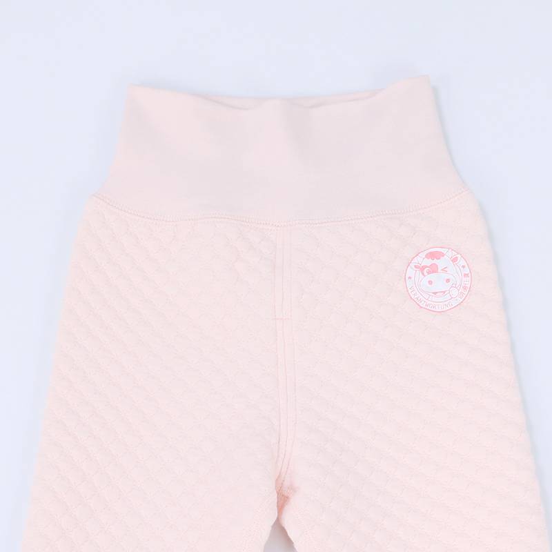 [2 개] Verantwortung 남녀아기유기농면긴소매셔츠활력단색화이트 + 유기농면높은허리배꼽바지핑크