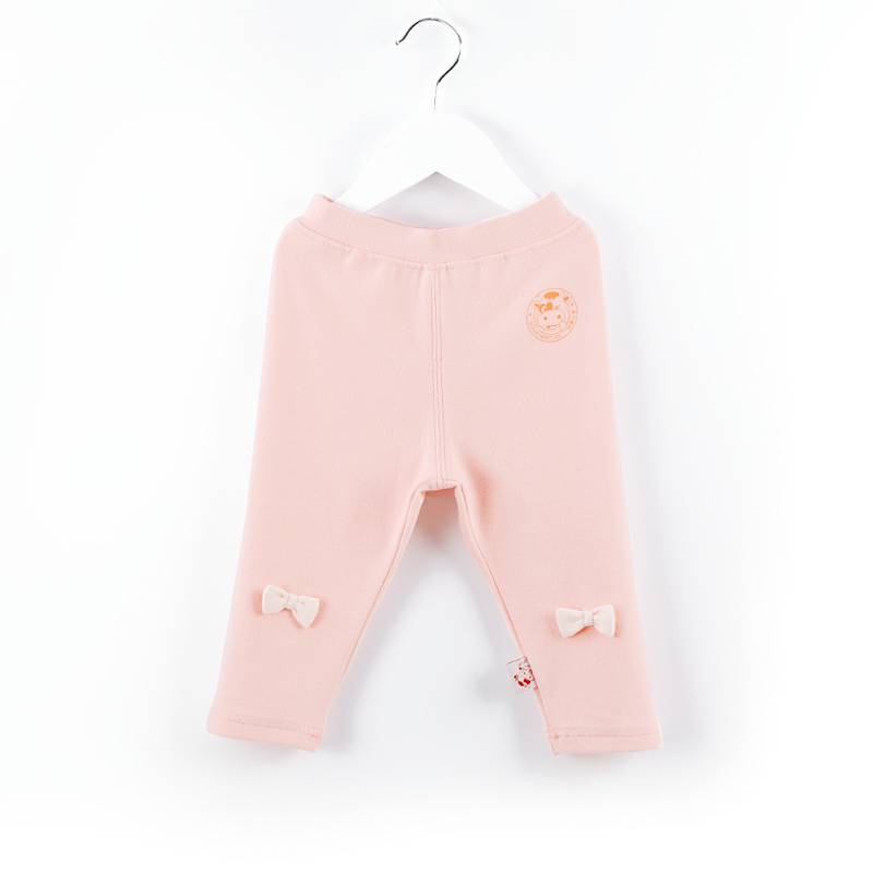 [2 피스] Verantwortung 남녀아기유기농면긴소매바닥셔츠활력단색화이트 + 유기농면레깅스귀여운나비핑크