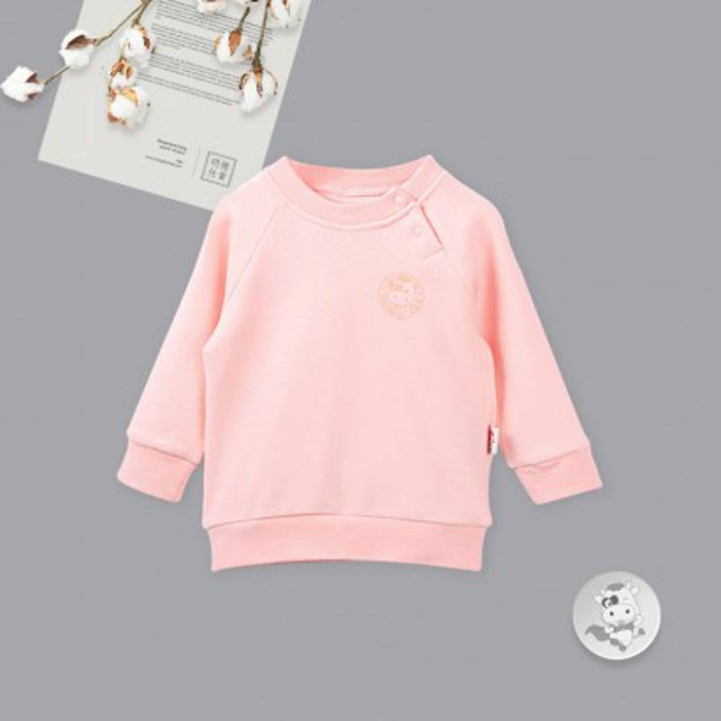 [2 장] Verantwortung 남녀아기유기농면긴팔셔츠활력순색핑크 + 오버사이즈면바지귀여운리본그레이