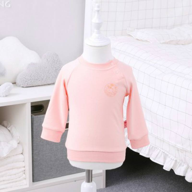 [2 장] Verantwortung 남녀아기유기농면긴팔셔츠활력순색핑크 + 오버사이즈면바지귀여운리본그레이