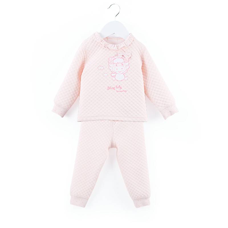 [2 개] Verantwortung 남녀아기유기농면결합롬퍼 + 톱바지핑크정장