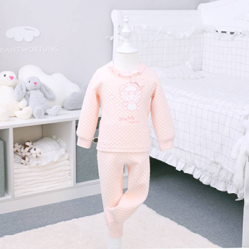 [2 개] Verantwortung 남녀아기유기농면결합롬퍼 + 톱바지핑크정장