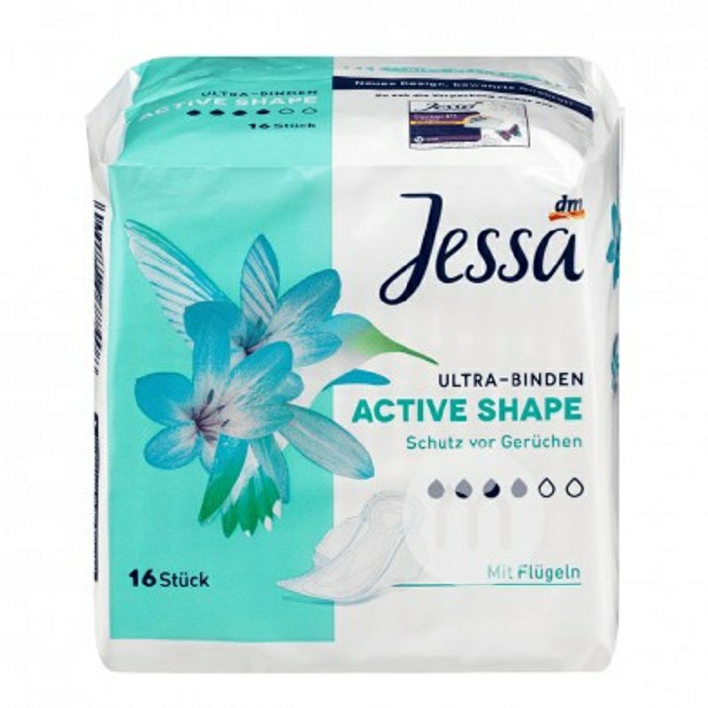 Jessa 독일 Jessa 부드럽고무향매일생리대 4 방울 16 개 * 해외버전 4 개