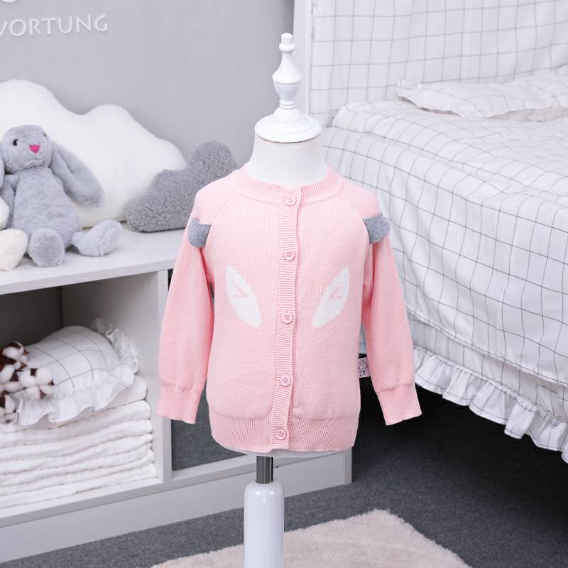 Verantwortung 남녀아기유기농면유럽클래식더블레이어니트카디건재킷레드 + 핑크