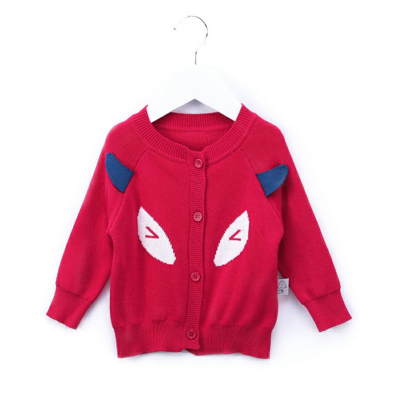 Verantwortung 남녀아기유기농면유럽클래식더블레이어니트카디건재킷레드 + 핑크