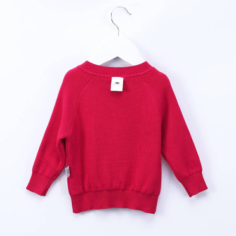 Verantwortung 남녀아기유기농면유럽클래식더블레이어니트카디건재킷레드 + 핑크