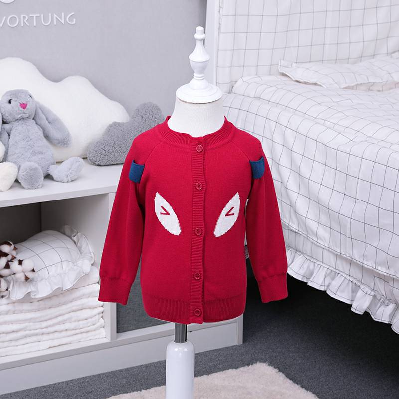 Verantwortung 남녀아기유기농면유럽클래식더블레이어니트카디건재킷레드 + 핑크