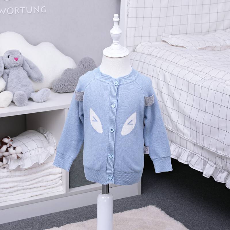 Verantwortung 남녀아기유기농면유럽클래식더블레이어니트카디건재킷레드 + 블루