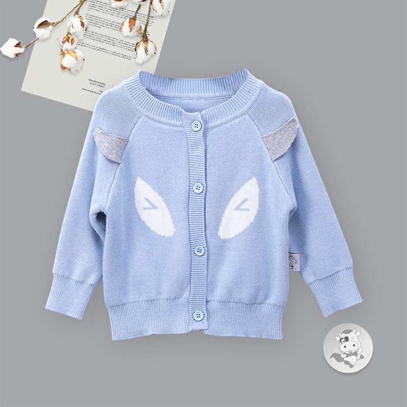 [2 개] Verantwortung 남녀아기유기농면유럽클래식더블레이어니트가디건재킷블루 + 유기농면레깅스귀여운활회색