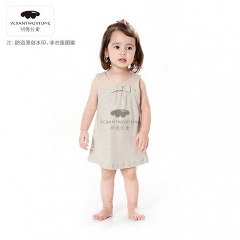 [2 피스] Verantwortung 여자아기유기농컬러면짧은치마유럽 bowknot 공주조끼스커트 + 유기농컬러면여름얇은치마짧은스레드자카드조끼스커트