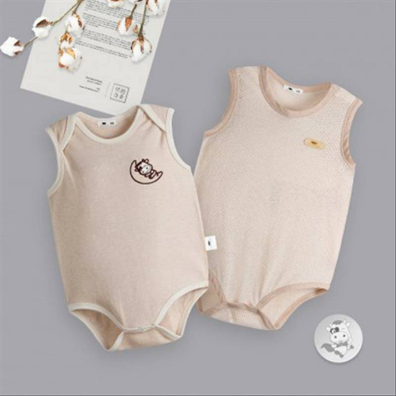 [2 종] Verantwortung 남녀아기유기농컬러면여름얇은죄수복삼각형삼각형민소매장난꾸러기 + 메쉬저지삼각형삼각형장난꾸러기가벼운커피색상