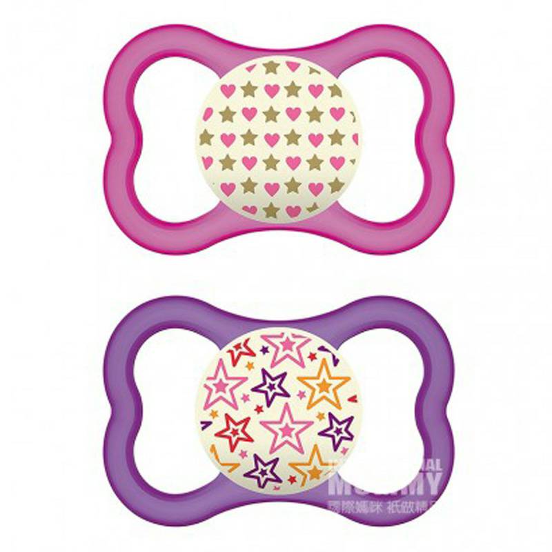 MAM 오스트리아통기성스타실크실리콘젖꼭지 6-16 개월 2 팩해외버전