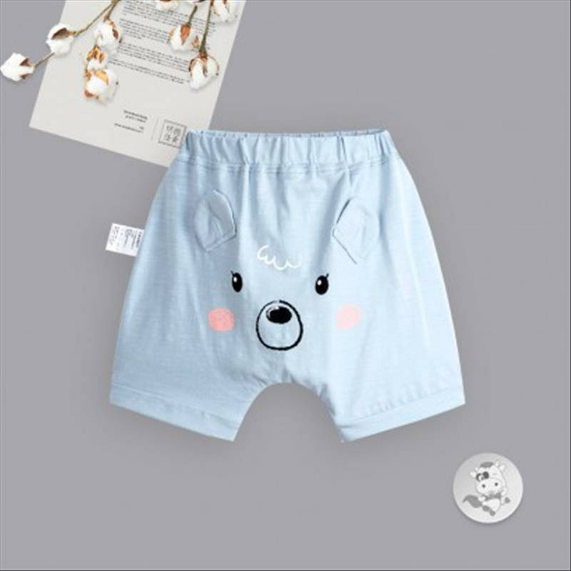 [2 개] Verantwortung 남녀아기점프송아지여름반팔티셔츠회색 + 패션귀여운작은귀곰 Harlan 다섯포인트 PP 바지블루