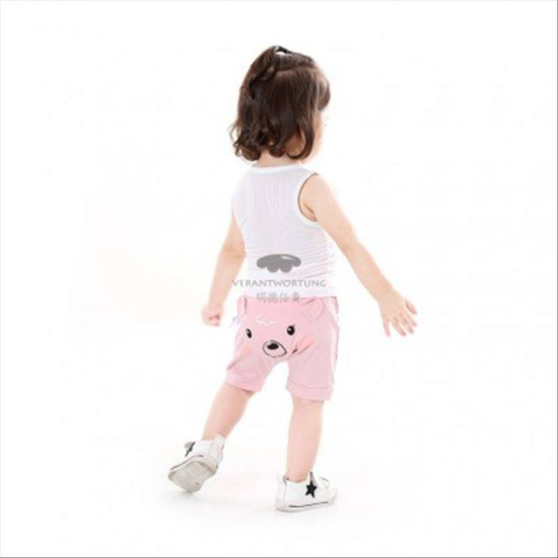 [2 개] Verantwortung 남녀아기점프송아지여름반팔티셔츠회색 + 패션귀여운작은귀곰 Harlan 다섯포인트 PP 바지블루