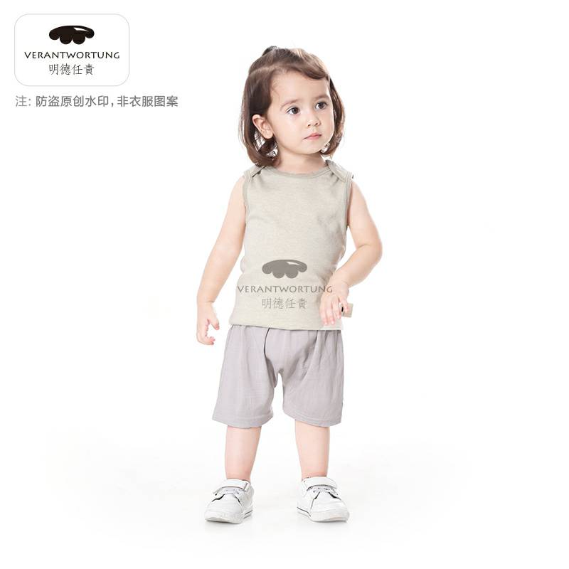 [2 개] Verantwortung 남녀아기유럽과미국의여름신선한단색작은조끼블루 + 신선한유럽과미국스타일의여름안티모기 PP 반바지화이트