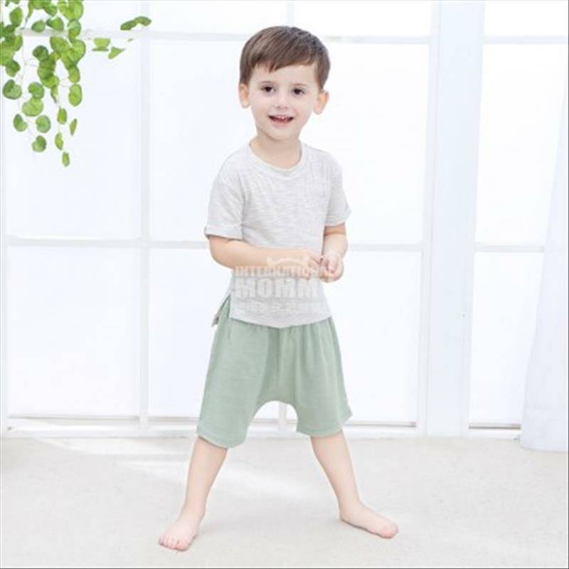 [2 개] Verantwortung 남성과여성의아기패션성격반팔롤소매 T 셔츠다크그레이 + 신선한유럽과미국스타일의여름안티모기 PP 반바지그레이