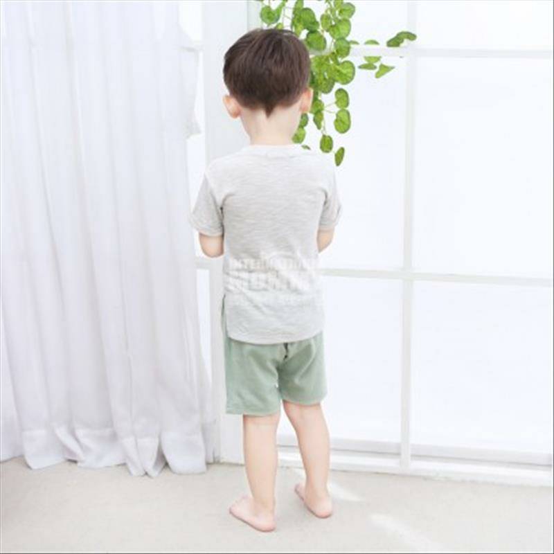 [2 개] Verantwortung 남성과여성의아기패션성격반팔롤소매 T 셔츠다크그레이 + 신선한유럽과미국스타일의여름안티모기 PP 반바지그레이