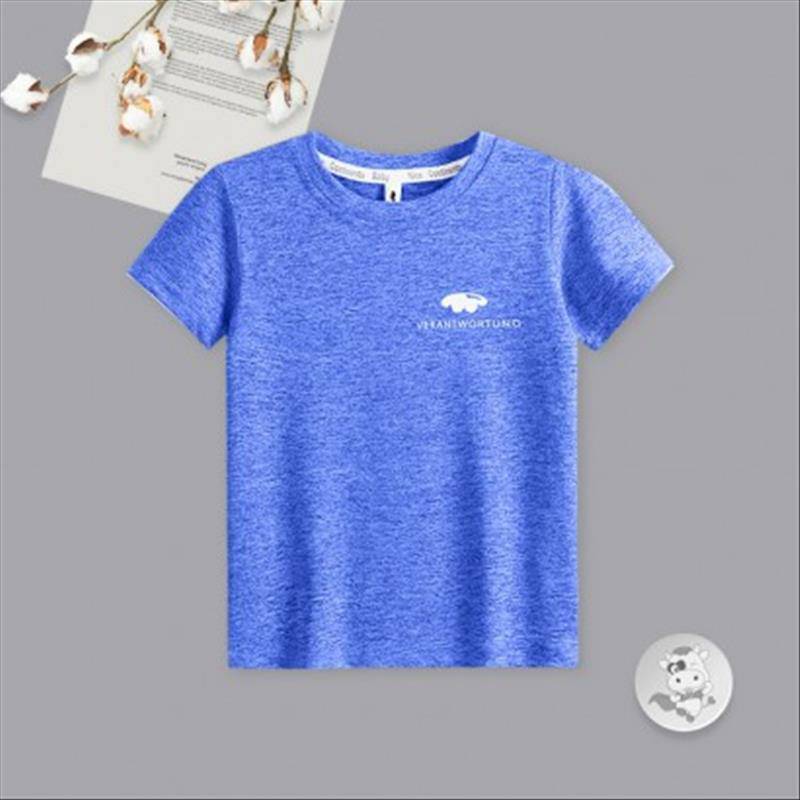 [2 개] Verantwortung 아기소년편안한통기성빠른건조티셔츠얇은섹션사파이어블루 + 편안한통기성빠른건조티셔츠블루