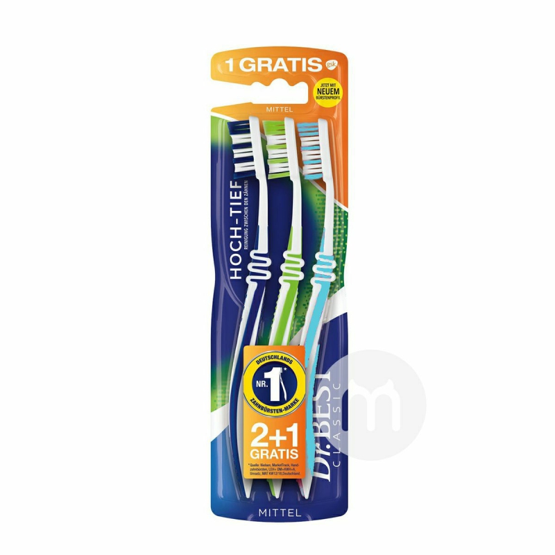 Dr.BEST 독일성인전문구강관리미디엄칫솔 3 팩해외버전