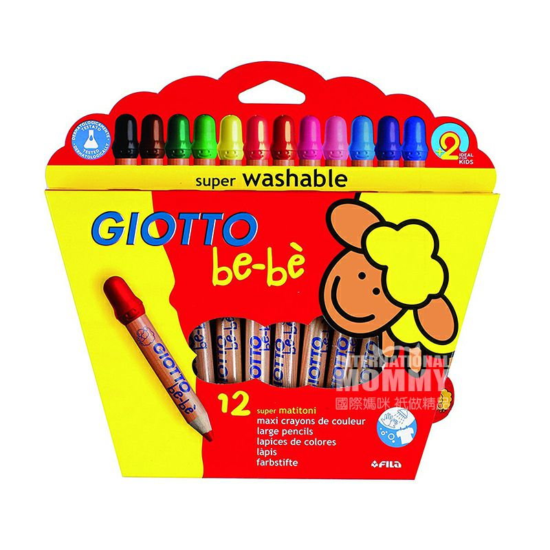 GIOTTO 이탈리아 12 색두꺼운막대목재친환경컬러연필해외버전